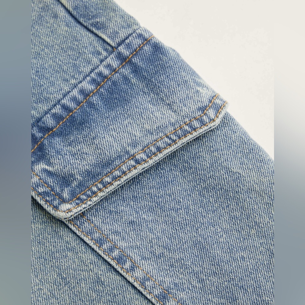 CIDER Denim Low Rise Solid Bowknot Pocket Wide Leg New Oversized Jeans Size M - Picture 4 of 12
